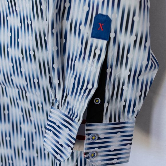 Robert Graham Mens Smart Casual Shirt, White & Blue, Contrast Cuffs, Size 2XL - Picture 7 of 13